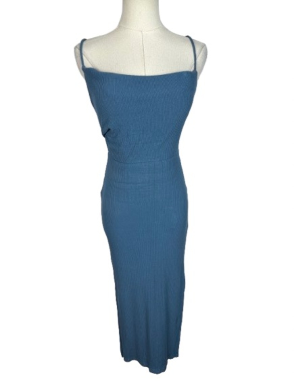 Hello Molly Blue Ribbed Slip Maxi Dress Size S